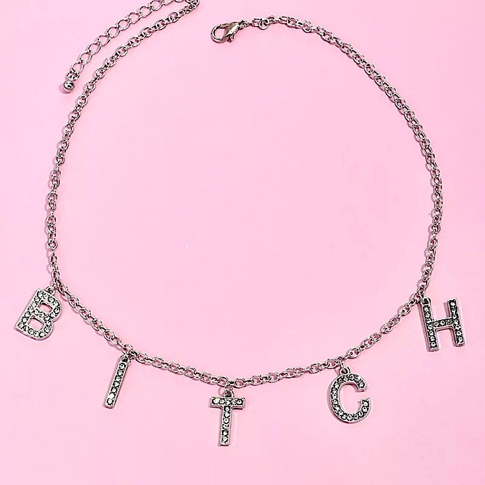 Silver B**** crystal necklace - Picture 6 of 8